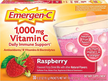 Load image into Gallery viewer, Emergen-C 1000 毫克維生素C 粉末,含抗氧化劑、B 群維生素和電解質,橙、山莓或橘子口味- 30 片/1 個月供應   Emergen-C 1000mg Vitamin C Powder, with Antioxidants, B Vitamins and Electrolytes,  Orange, Raspberry or Tangerine Flavor - 30 Count/1 Month Supply