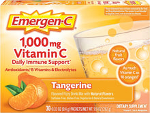 Load image into Gallery viewer, Emergen-C 1000 毫克維生素C 粉末，含抗氧化劑、B 群維生素和電解質，橙、山莓或橘子口味- 30 片/1 個月供應   Emergen-C 1000mg Vitamin C Powder, with Antioxidants, B Vitamins and Electrolytes,  Orange, Raspberry or Tangerine Flavor - 30 Count/1 Month Supply
