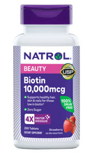 Load image into Gallery viewer, Natrol Biotin 10000 mcg., 250 Fast Dissolve Tablets       Natrol 生物素 10000 微克 250 片速溶片,天然草莓味
