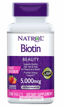 Load image into Gallery viewer, Natrol Biotin 5000 mcg., 250 Fast Dissolve Tablets       Natrol 生物素 5000 微克 250 片速溶片，天然草莓味
