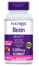Load image into Gallery viewer, Natrol Biotin 5000 mcg., 250 Fast Dissolve Tablets       Natrol 生物素 5000 微克 250 片速溶片,天然草莓味