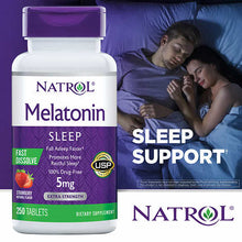 Load image into Gallery viewer, Natrol Melatonin Fast Dissolve Tablets, Helps You Fall Asleep Faster, Stay Asleep Longer, Easy to Take, Dissolves in Mouth, Strengthen Immune System, Strawberry Flavor, 5mg, 250 Count