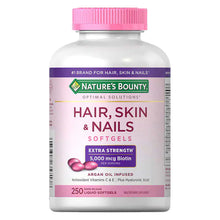 Load image into Gallery viewer, Nature's Bounty Hair, Skin & Nails Rapid Release Softgels, Argan-Infused Vitamin Supplement with Biotin and Hyaluronic Acid, Supports Hair, Skin, and Nail Health for Women, 250 Softgels  頭髮、皮膚和指甲快速釋放軟膠囊,摩洛哥堅果注入的維生素補充劑,含生物素和透明質酸,支持女性頭髮、皮膚和指甲健康,250 粒軟膠囊