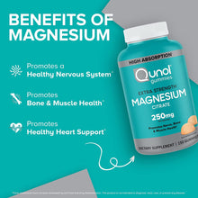 Load image into Gallery viewer, Magnesium Gummies for Adults, Qunol 250mg Extra Strength Magnesium Citrate 150 Gummies  成人鎂軟糖,Qunol 250 毫克超強檸檬酸鎂軟糖,高吸收鎂補充劑,支持神經健康、骨骼健康、肌肉健康,素食,150 粒裝