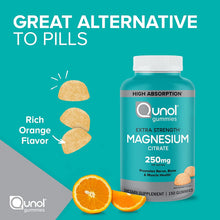 Load image into Gallery viewer, Magnesium Gummies for Adults, Qunol 250mg Extra Strength Magnesium Citrate 150 Gummies  成人鎂軟糖,Qunol 250 毫克超強檸檬酸鎂軟糖,高吸收鎂補充劑,支持神經健康、骨骼健康、肌肉健康,素食,150 粒裝