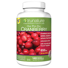 Load image into Gallery viewer, Trunature Cranberry Supplement 650 mg., 140 1 a Day Vegetarian Capsules  Trunature 蔓越莓補充劑 650 毫克，140 粒，每天 1 粒素食膠囊
