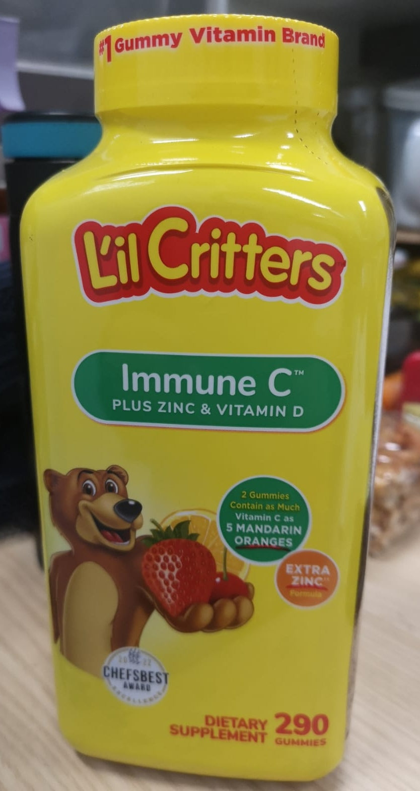 L'il Critters Immune C Plus Zinc and Vitamin D, 290 gummies  L'il Critters 增強免疫力 C 加鋅和維生素 D，290 粒軟糖