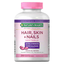 Load image into Gallery viewer, Nature&#39;s Bounty Hair, Skin &amp; Nails Rapid Release Softgels, Argan-Infused Vitamin Supplement with Biotin and Hyaluronic Acid, Supports Hair, Skin, and Nail Health for Women, 250 Softgels  頭髮、皮膚和指甲快速釋放軟膠囊，摩洛哥堅果注入的維生素補充劑，含生物素和透明質酸，支持女性頭髮、皮膚和指甲健康，250 粒軟膠囊
